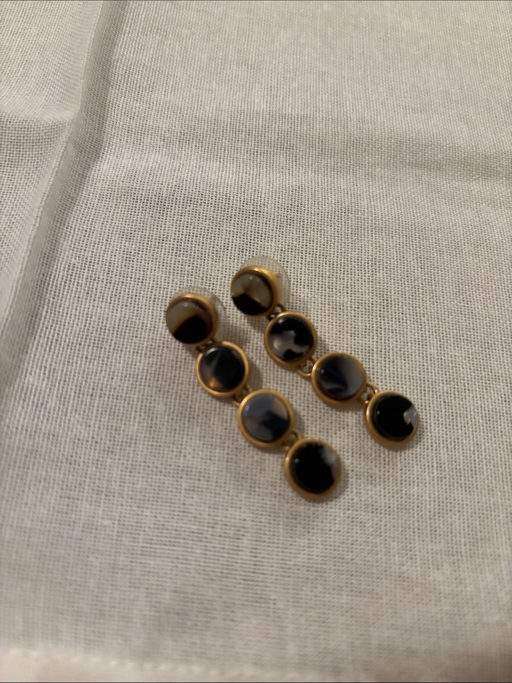 Madewell Gold-Tone Black Cabochon Drop Earrings
